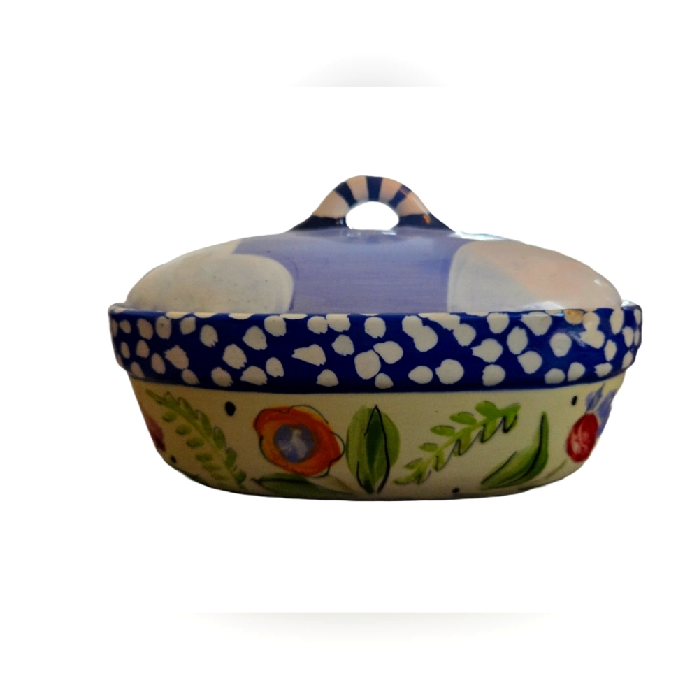 Droll Design- Floral Ceramic Casserole Dish with Lid